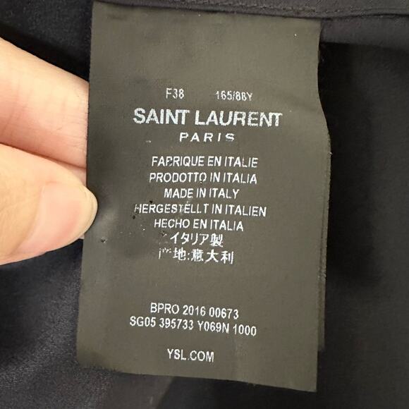 Saint Laurent Silk Satin Blouse Glossy Black size FR 38 Button front - Picture 2 of 13